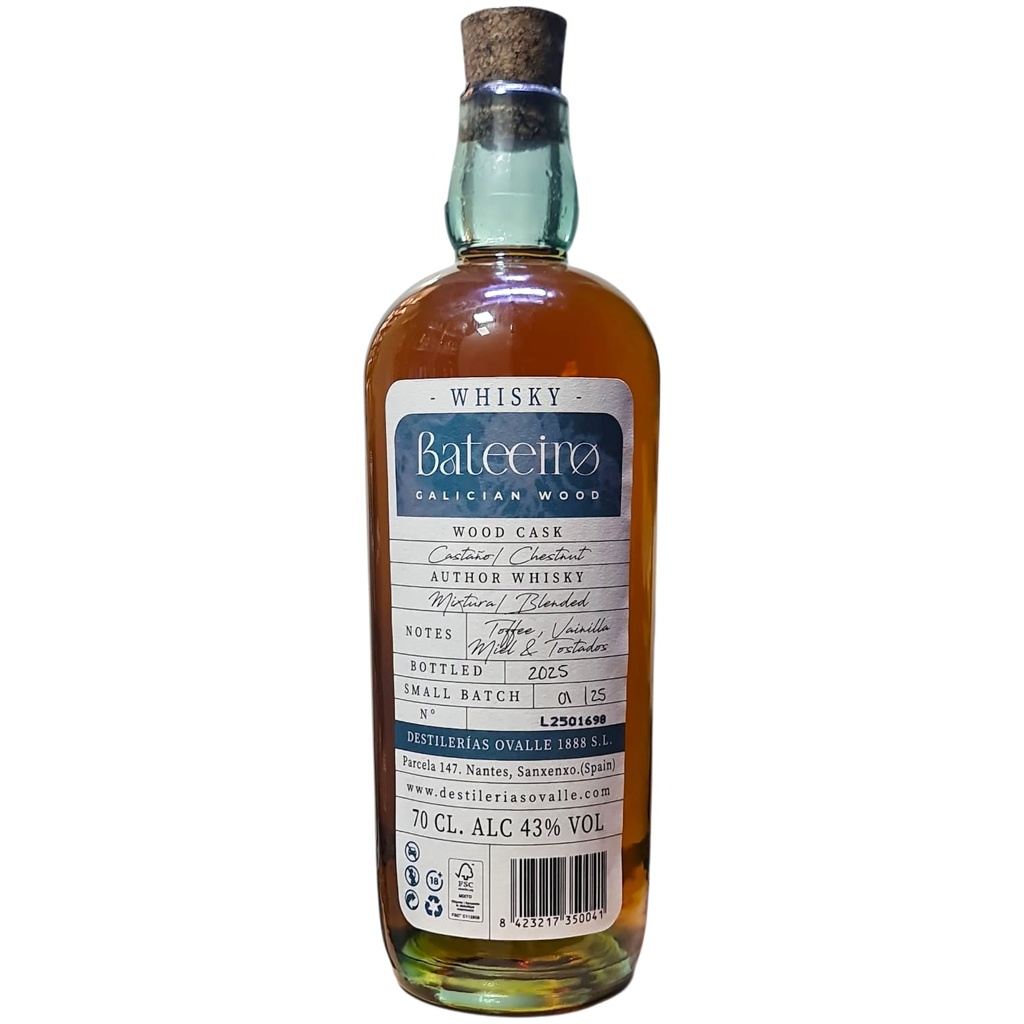 OVALLE BATEEIRO - CHESTNUT WOOD CASK WHISKY - 70 CL