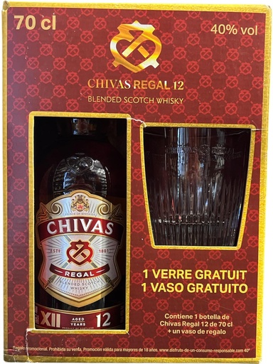 [CHI-CON-VAS-70CL] CHIVAS REGAL 12 AÑOS - CON VASO - 70CL