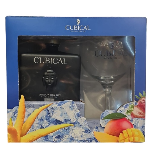 [CUB-BOX-GIN-70CL] Cubical Londron Dry Gin Extra Premium Con Copa 75cl