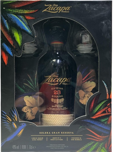 [ZAC-CEN-CAJ-70CL] RON CENTENARIO ZACAPA - 23 AÑOS - CAJA CON DOS COPAS - 70CL
